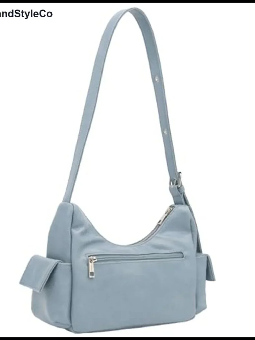 Glossy PU Leather Multi Pocket Shoulder Bag Hobo Faux Leather